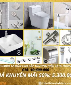 Combo Trọn Bộ Thiết Bị Phòng Tắm Cao Cấp 12 Món TATA CB04
