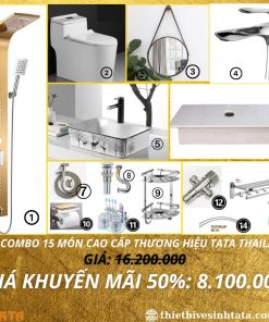 Combo Trọn Bộ Thiết Bị Phòng Tắm 15 Món TATA CB13