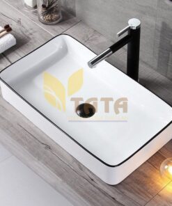 Chậu Lavabo Chữ nhật Viền Đen TATA LB6810