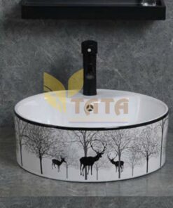 Chậu Lavabo Đặt Bàn Tròn Hoa Văn Nai Rừng TATA LB-6808