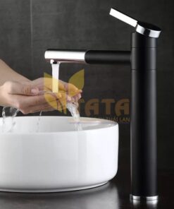 Vòi Lavabo Nóng Lạnh Sơn Tĩnh Điện Đen Cao 30CM VLVB6824