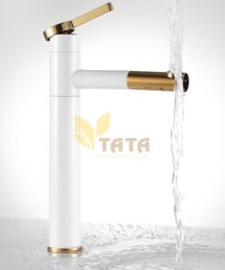 Vòi Lavabo Trắng Vàng 30cm VLVB6845