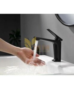 Vòi Lavabo Đồng Thau Đen Cao Cấp (Nóng Lạnh) VLVB6841
