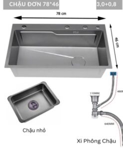Chậu Rửa Chén 1 hộc Phủ Nano Xám TATA CRC6872