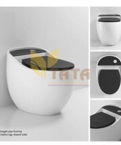 Bồn Cầu 1 Khối Trứng Nắp Đen Cao Cấp TATA BC6834