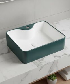 Chậu Lavabo Đặt Bàn Vuông Xanh TATA CLVB6894