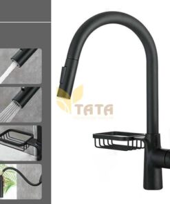 Vòi Rửa Chén Dây Rút Nóng Lạnh Sơn Tĩnh Điện Đen VRC6846