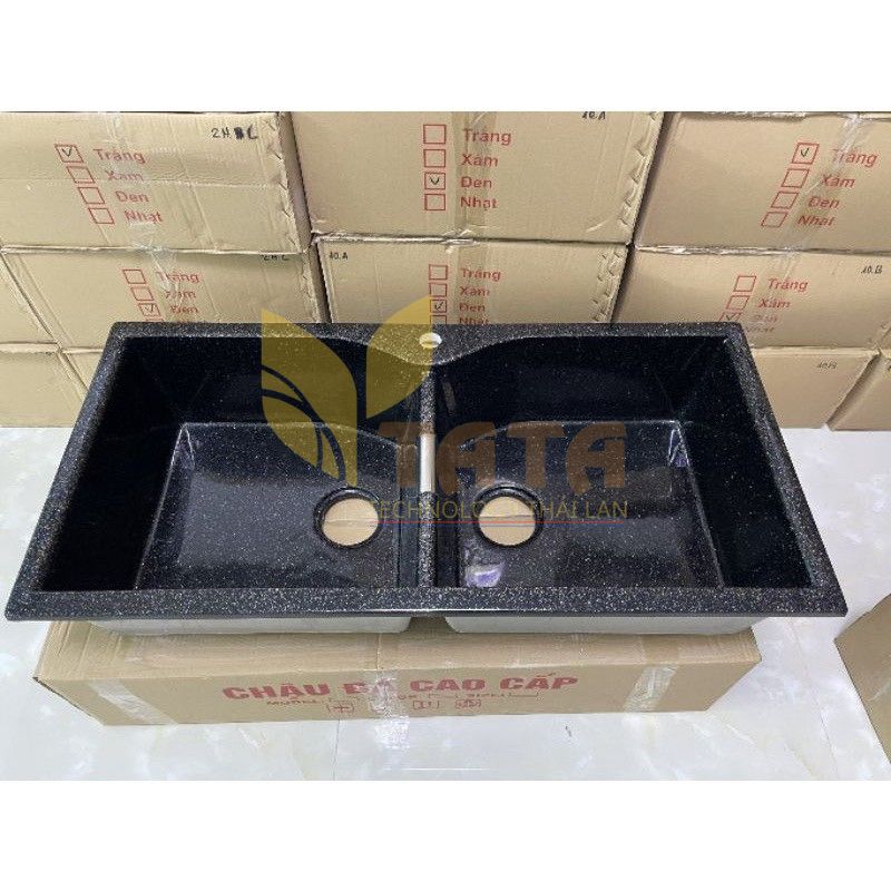 Chậu Rửa Chén 2 hộc Đá Đen Nhân Tạo TATA CRC-6826 - Ảnh 2
