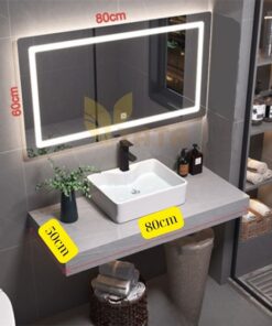 Combo Bàn Đá Xám 1 Tầng Chống Trầy Gương Led BĐ6811