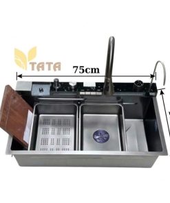 Combo Chậu Rửa Chén Thông Minh  5 Phím 75x46cm TATA CRC6882