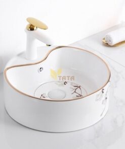 CHẬU LAVABO TRÒN VIỀN VÀNG TATA CLVB6919