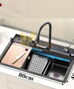 Combo chậu rửa chén 5 phím hiển thị nhiệt độ cao cấp TATA 80x46cm CRC6903