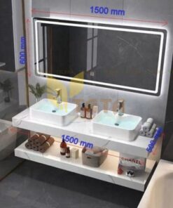 BỘ BÀN ĐÁ LAVABO NỔI ĐÔI TRẮNG TATA BĐ-6836