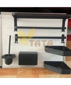 Bộ phụ kiện giá treo 5 món phòng tắm cao cấp nano đen TATA PK-6802
