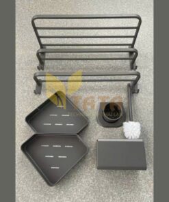 Bộ phụ kiện giá treo 5 món phòng tắm cao cấp nano xám TATA PK-6803