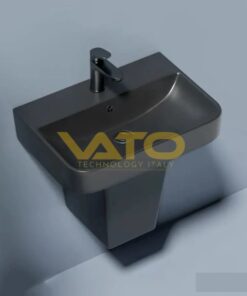 CHẬU LAVABO TREO TƯỜNG 2 KHỐI ĐEN CAO CẤP VATO LBVT-696