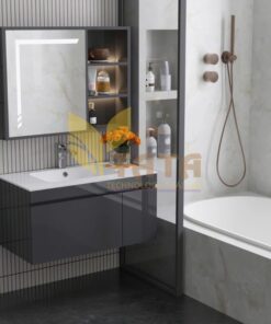 Bộ Tủ Chậu Lavabo Nhựa PVC + Tủ Gương LED Cao Cấp TATA TLVB6914