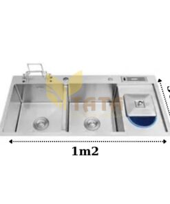 CHẬU RỬA CHÉN INOX 304 CÓ HỘC RÁC 1M2X50 CAO CẤP TATA CRC6932