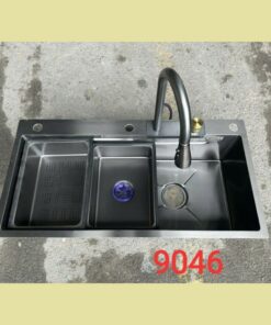 CHẬU RỬA CHÉN NANO ĐEN 1 HỘC INOX 304 (90*46cm) CAO CẤP TATA CRC6943