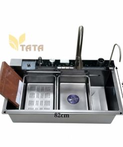 COMBO CHẬU RỬA CHÉN 5 PHÍM NANO ĐEN 1 HỘC INOX 304 (82*46cm) CAO CẤP TATA CRC6944