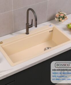 Chậu rửa chén đá 1 hộc BOSSCO – BC-B10052KKS (Kem kim sa)