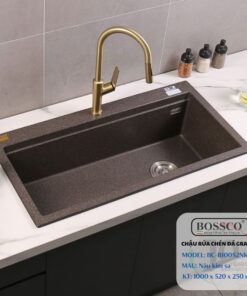 Chậu rửa chén đá 1 hộc BOSSCO – BC-B10052NKS (Nâu kim sa)