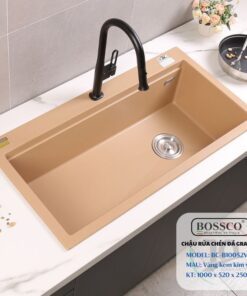Chậu rửa chén đá 1 hộc BOSSCO – BC-B10052VK (Vàng kem kim sa)