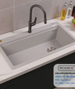 Chậu rửa chén đá 1 hộc BOSSCO – BC-B10052XKS (Xám kim sa)