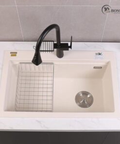Chậu rửa chén đá 1 hộc BOSSCO – BC-B8252TKS (Trắng kim sa)
