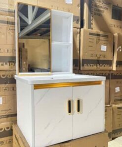 COMBO TỦ LAVABO + TỦ GƯƠNG VIỀN VÀNG CAO CẤP TATA TLVB6939