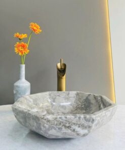 CHẬU LAVABO XÁM ĐẶT BÀN ĐA GIÁC ĐÁ MARPLE CAO CẤP VATO LBVT-707