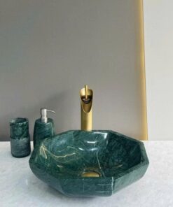 CHẬU LAVABO XANH ĐẶT BÀN ĐA GIÁC ĐÁ MARPLE CAO CẤP VATO LBVT-708
