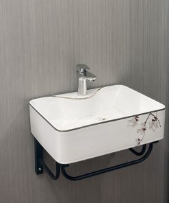 COMBO CHẬU LAVABO TREO TƯỜNG HOẠ TIẾT HOA CAO CẤP TATA CLVB6953