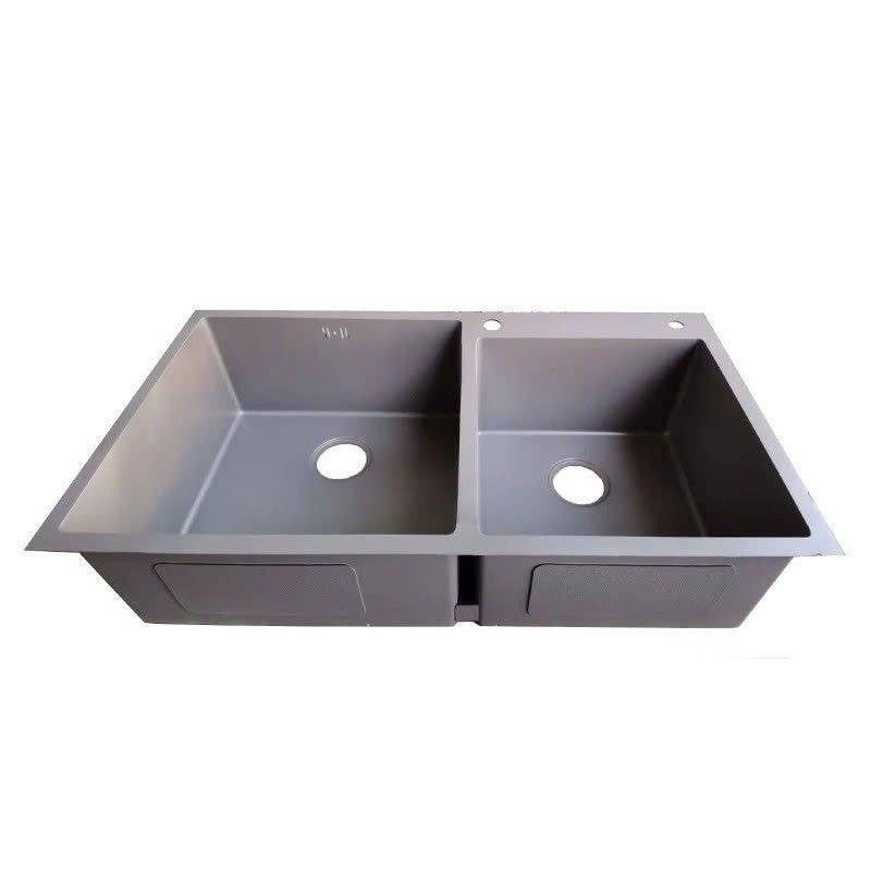 CHẬU RỬA CHÉN INOX 304 2 HỘC MÀU XÁM (82*45) CAO CẤP TATA CRC6968